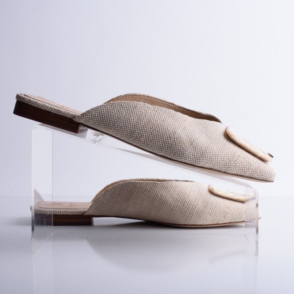 Sam Edelman Womens Lavina Mules Ivory Woven Slip On Flats US 10 Natural - Picture 7 of 8